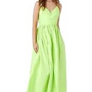 Lime Green Cotton Poplin Maxi Dress